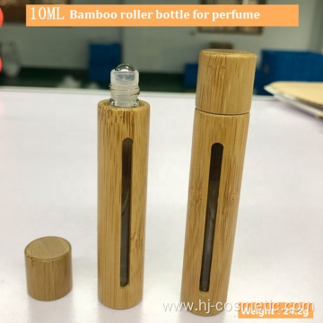 wholesale cosmetic high end essential oil packaging glass10ml bamboo roller bottle for perfume